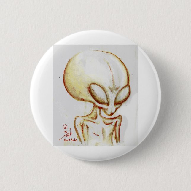Little Yellow alien form -I am Number Four 2 Inch Round Button (Front)