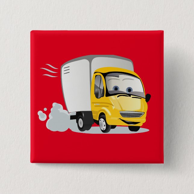Little Yellow Cartoon Truck for Kids! 2 Inch Square Button (Front)