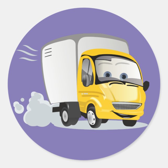 Little Yellow Cartoon Truck for Kids! Classic Round Sticker (Front)