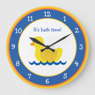 Little Yellow Duck Blue and Yellow Round Clock