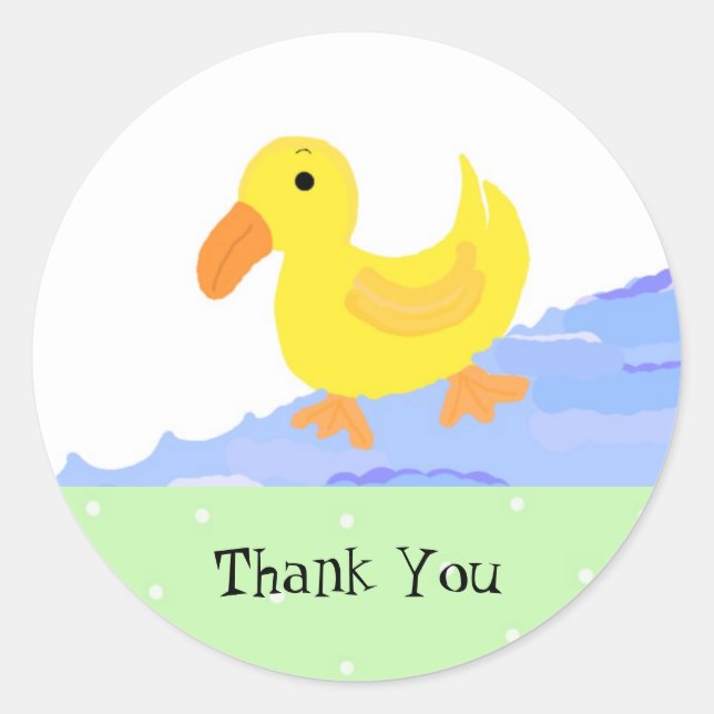 Little Yellow Duck Thank You Classic Round Sticker (Front)