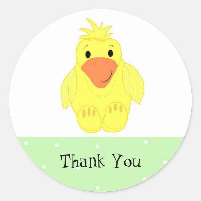 Little Yellow Duck Thank You Classic Round Sticker (Front)