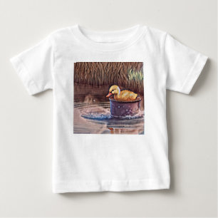 Little Yellow Duckling Playing In Bucket Baby T-Shirt