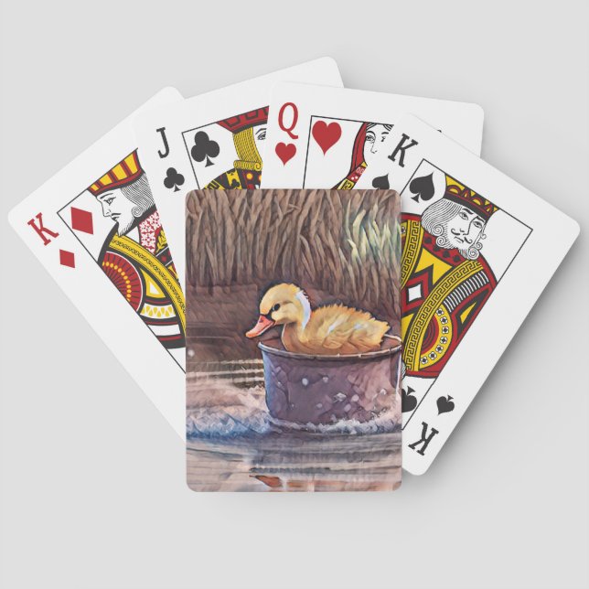 Little Yellow Duckling Playing In Bucket Playing Cards (Back)