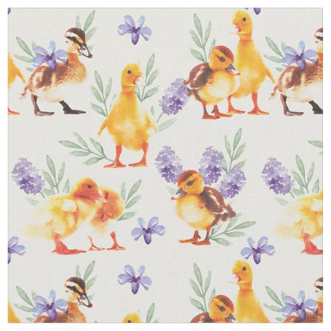 Little yellow ducks fabric (Close Up)