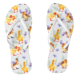 Little yellow ducks flip flops