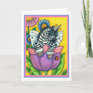 LITTLE ZEBO WHIMSYNICKER, ZEBRA UNICORN Blank Holi Holiday Card