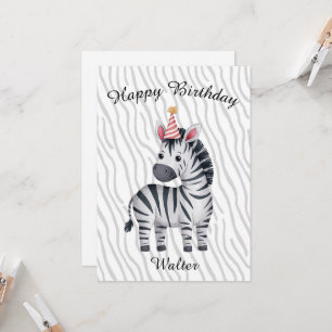 Little Zebra birthday card for child