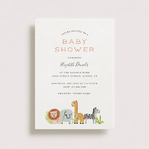 Little Zoo Animals Baby Shower Invitation
