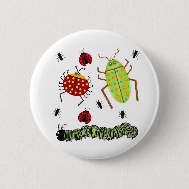 Littlebeane Bugs Insects  Ladybug Ant Caterpillar 2 Inch Round Button (Front)