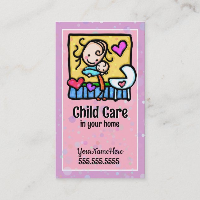 LIttleGirlie Babysitter Child Care Custom card PNK (Front)