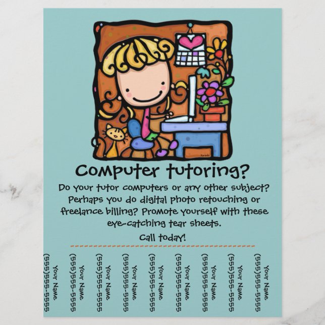 LittleGirlie is a computer tutor! Customize it Flyer (Front)