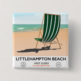 Littlehampton Beach East Sussex travel poster 2 Inch Square Button