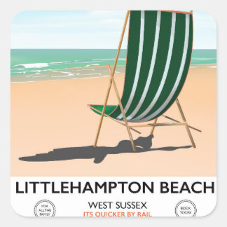 Littlehampton Beach East Sussex travel poster Square Sticker