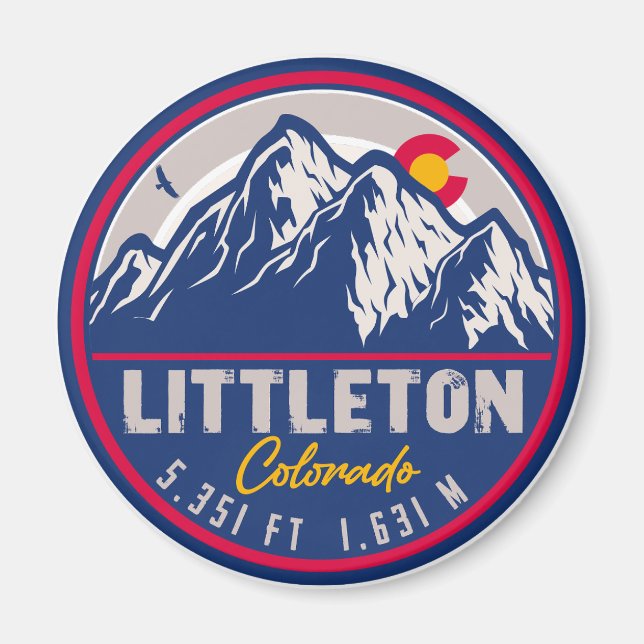 Littleton Colorado Hiking Retro Nature Souvenirs Magnet (Front)
