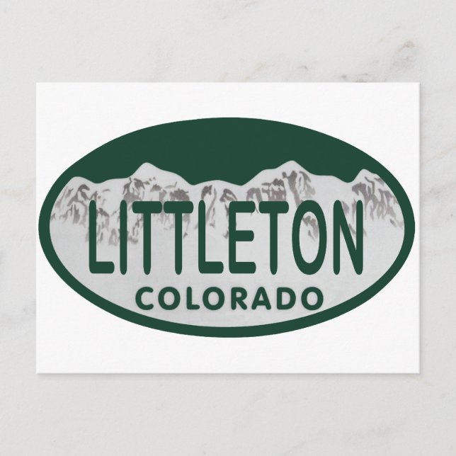 Littleton license oval postcard (Front)