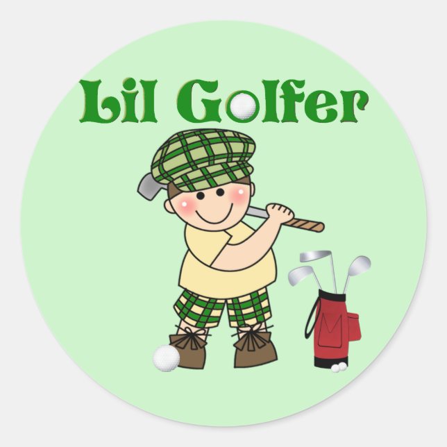 Litttle Golfer Classic Round Sticker (Front)