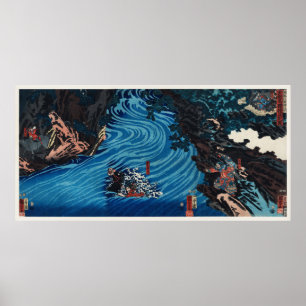 Liu Bei Crossing Caoqi River by Utagawa Kuniyoshi Poster