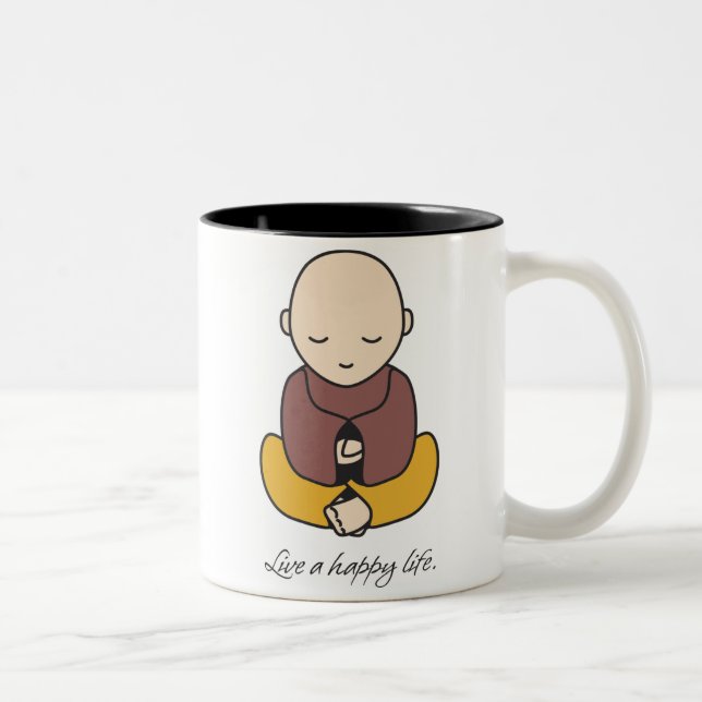 Live a happy life Two-Tone coffee mug (Right)