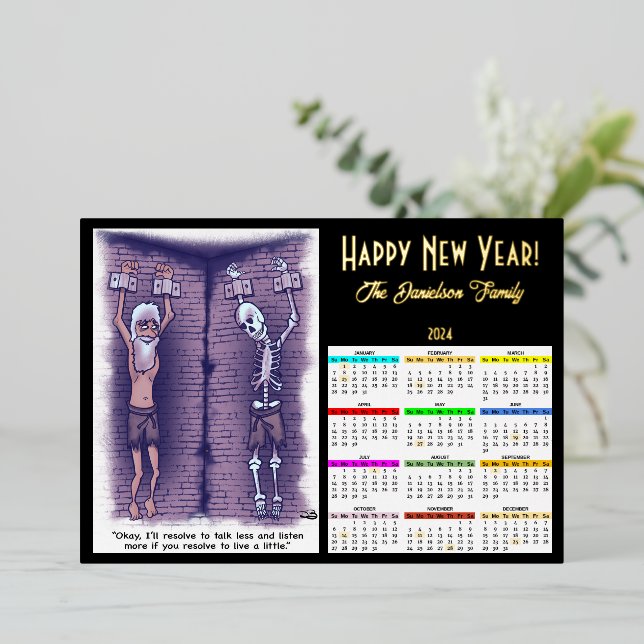 Live A Little New Years Calendar Foil Card (Standing Front)