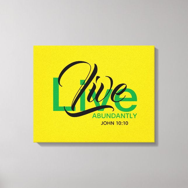LIVE ABUNDANTLY Bible Christian Scripture Jamaica Canvas Print (Front)