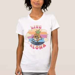 Live Aloha Kawaii Pineapple playing ukulele  T-Shirt