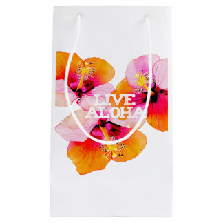 Live Aloha Tropical Hibiscus Wedding Welcome Swag Small Gift Bag