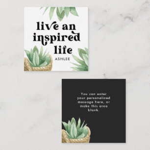 Live and Inspired Life Succulent Black Card