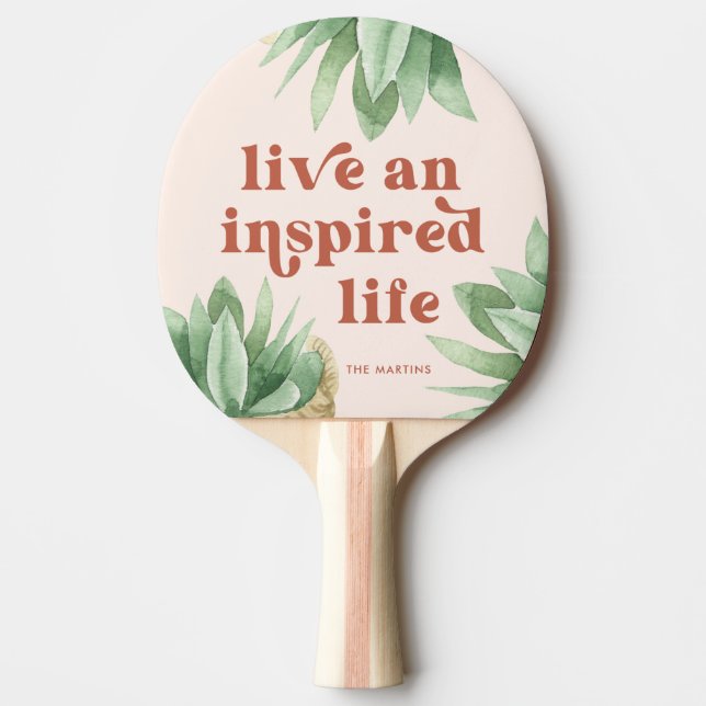 Live and Inspired Life Terracotta Succulent Ping Pong Paddle (Front)