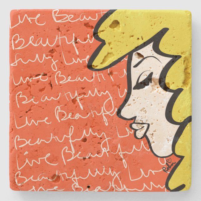 Live Beautifully Stone Coaster (Front)