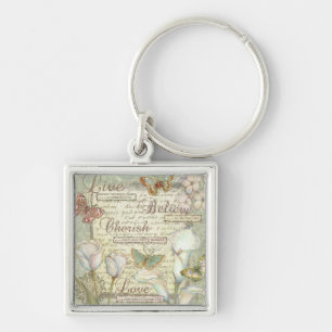 Live Believe Cherish Keychain
