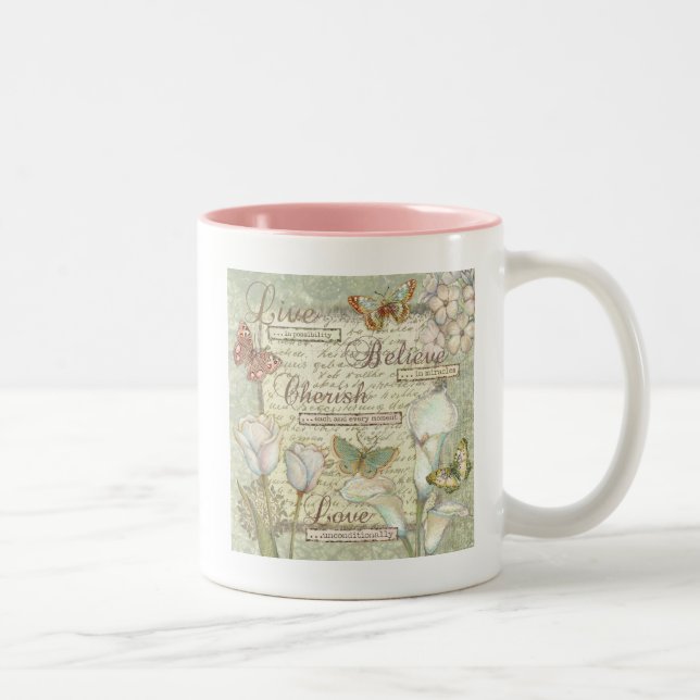Live Believe Cherish Two-Tone Coffee Mug (Right)