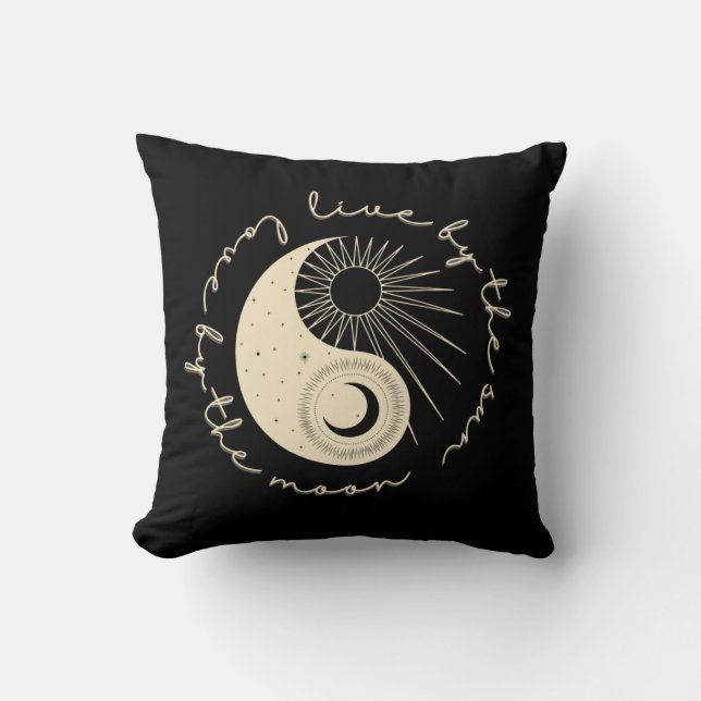 Live by the Sun Love by the Moon Celestial Black  Throw Pillow (Front)