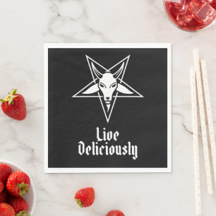 Live Deliciously Black Phillip Baphomet Luncheon Napkin