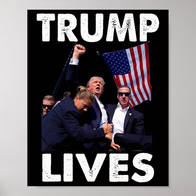 Live Donald Trump Mug Shot - Never Surrender  Poster (Front)