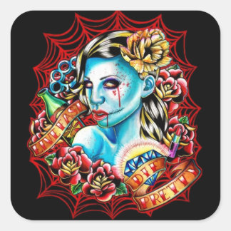 Live Fast, Die Pretty by Carissa Rose Square Sticker