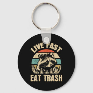 Live Fast Eat Trash Funny Raccoon Camping Or Hikin Keychain