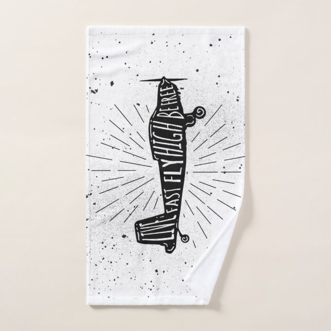 Live Fast, Fly High, Be Free Airplane Hand Towel (Hand Towel)