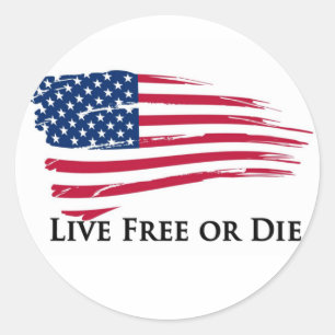 Live Free Or American Flag - New Hampshire Classic Round Sticker