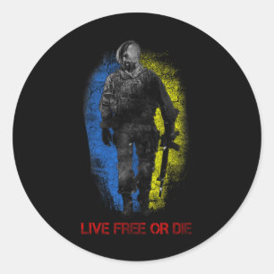 Live-free Or Die Cossack Warrior Ukraine Flag Cost Classic Round Sticker