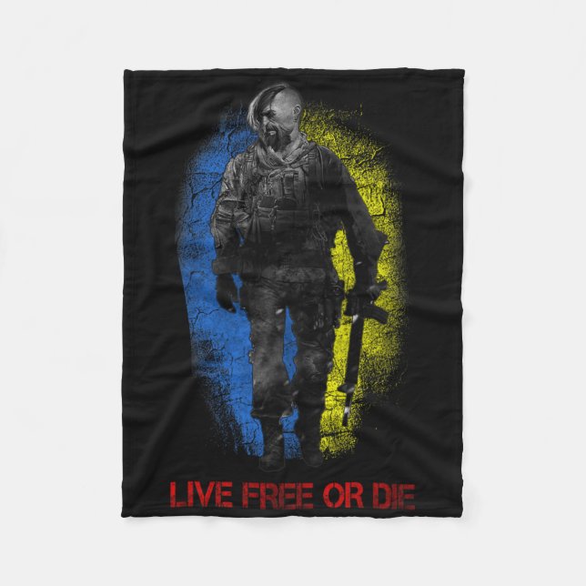 Live-free Or Die Cossack Warrior Ukraine Flag Cost Fleece Blanket (Front)