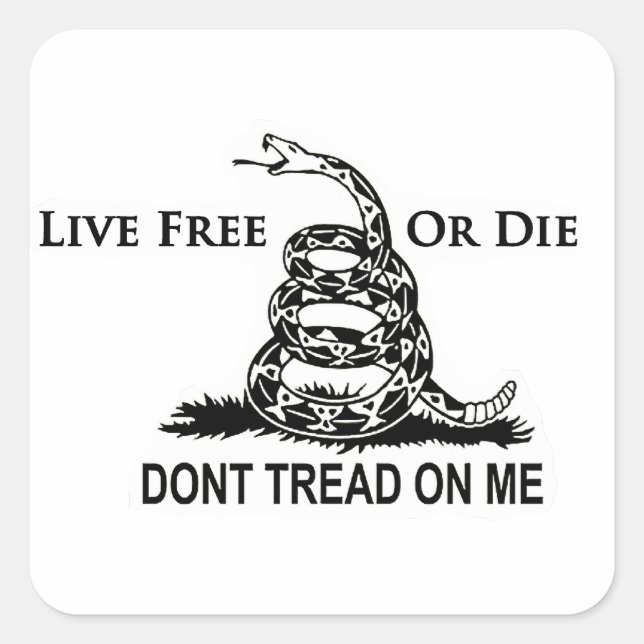 Live Free Or Die Don't Tread On Me - New Hampshire Square Sticker (Front)
