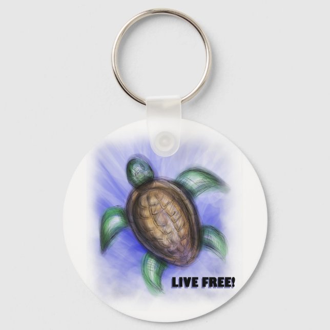 Live Free Turtle Keychain (Front)