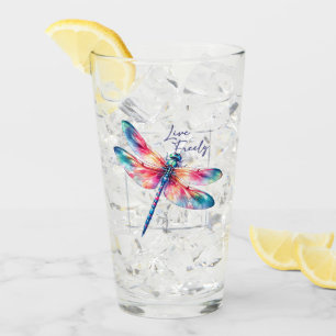Live Freely - Artistic Dragonfly Glass