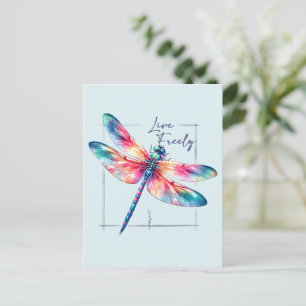 Live Freely - Artistic Dragonfly Postcard