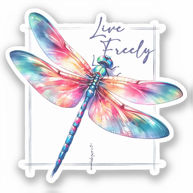 Live Freely - Dragonfly Colourful Inspirational (Front)