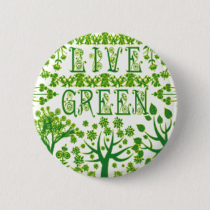 Live Green 2 Inch Round Button