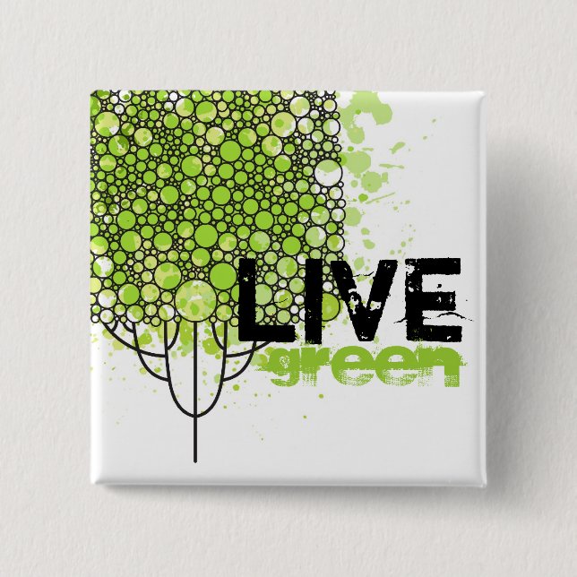 Live Green 2 Inch Square Button (Front)