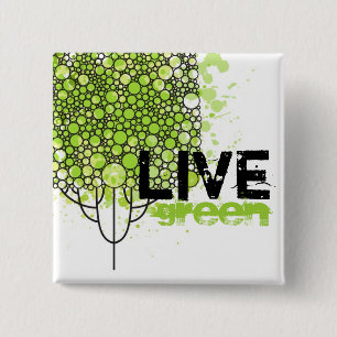 Live Green 2 Inch Square Button