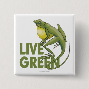 Live Green 2 Inch Square Button
